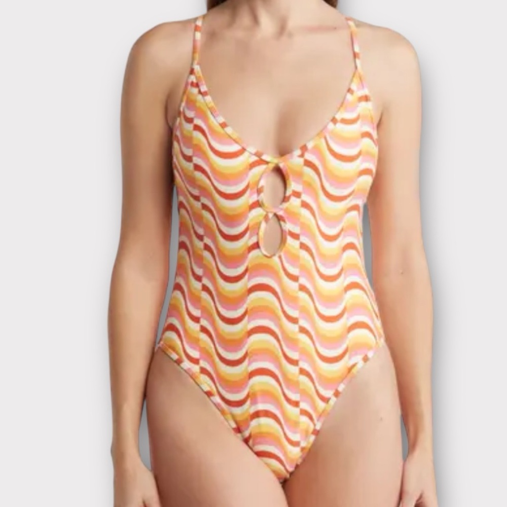 L*Space Women’s Clover Swimsuit Bathing Suit Medium 70s Retro Psychedelic NWT